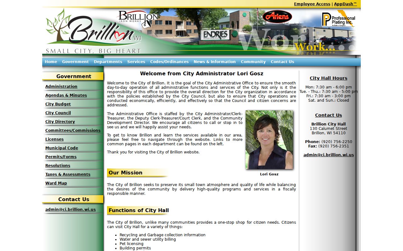 Brillion City Hall setting for Brillion court docket access